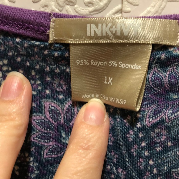 Ink & Ivy Long Sleeve Crushed Grape T-shirt 1X - Picture 4 of 6